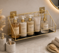 Luxury Gold Wall Mounted Cosmetic Organizer Rack – White & Black Tray