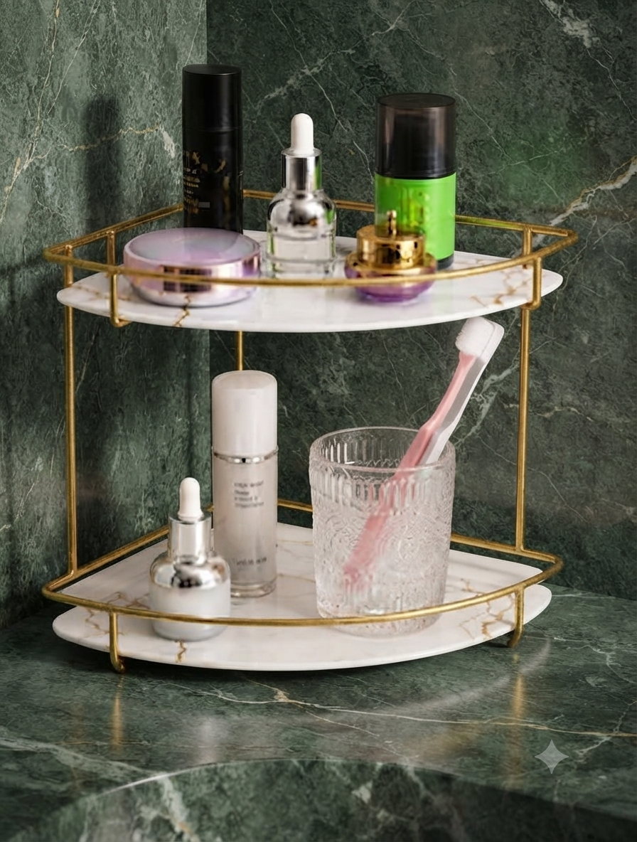 Premium 2-Layer Corner Counter-Top Acrylic Storage Shelf Organizer