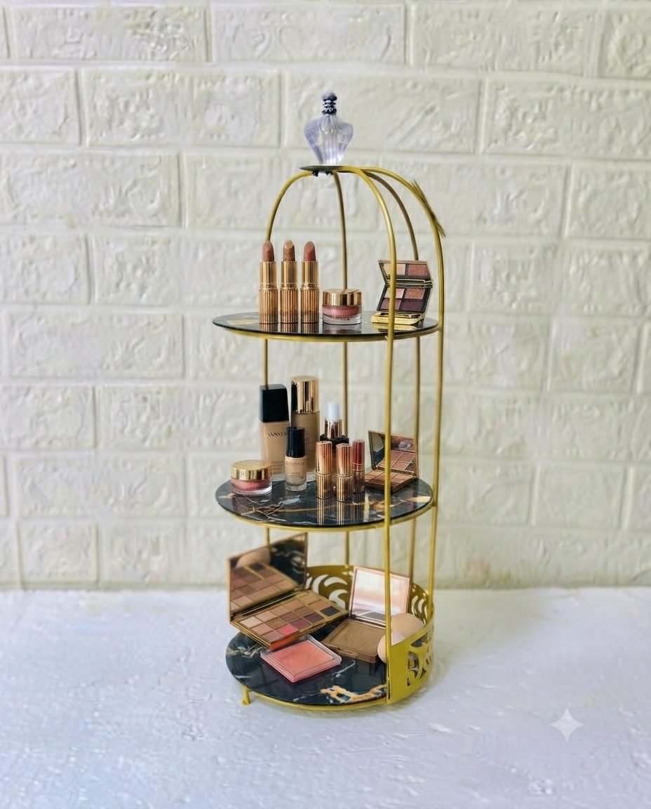 Butterfly 3 Layers Cosmetics Cage Organizer – Elegant Rotating Makeup & Jewelry Storage Rack