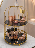 Butterfly 2 Layers Vanity Cage Organizer – Luxury Gold Makeup & Perfume Storage Stand