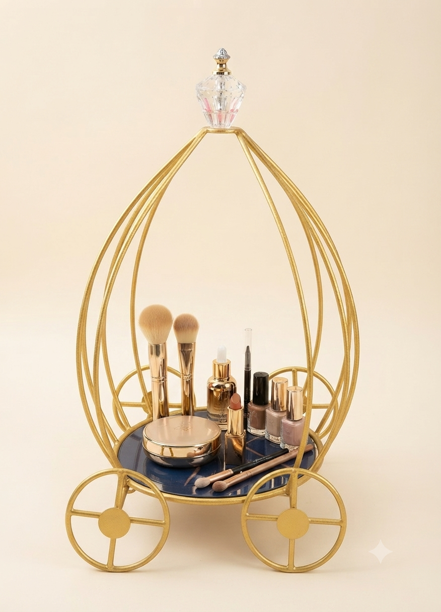 Gold Metal Hamper Basket – Elegant Decorative Storage Basket