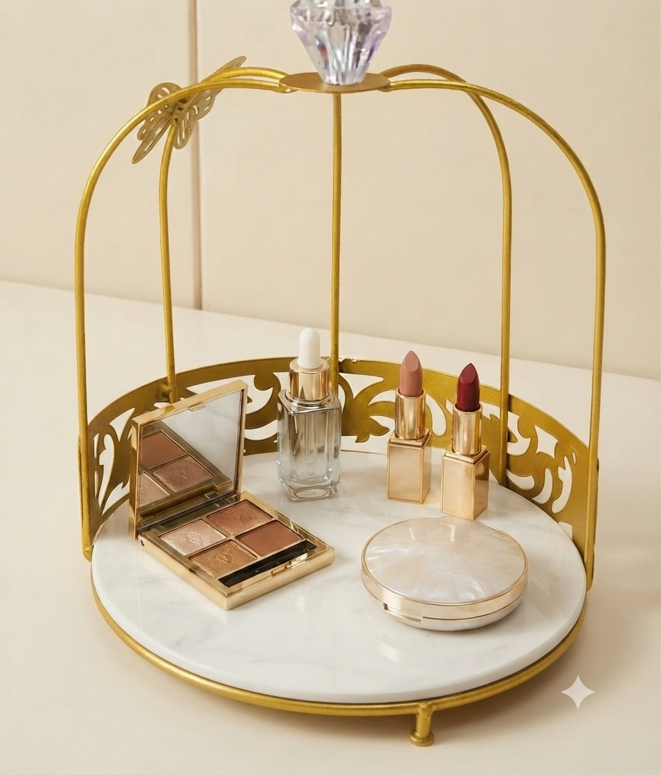 1-Layer Butterfly Single Cage Organizer – Elegant Cosmetic & Vanity Storage Rack