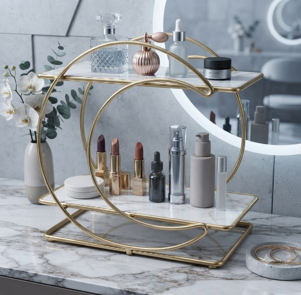 Elegant Multi-Purpose Storage Shelf for Makeup, Cosmetics & Accessories