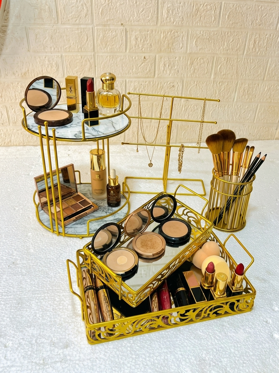 Hafsa Deal No.1 – Set of 5 Home & Beauty Organizer Articles | Elegant Decorative Storage Collection