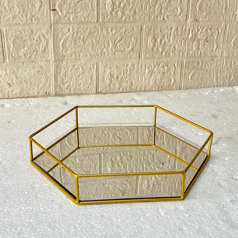 Hexagonal Cosmetics & Serving Mirror Tray – Luxury Vanity Organizer & Decorative Display Tray