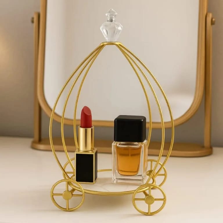 Gold Metal Hamper Basket – Elegant Decorative Storage Basket