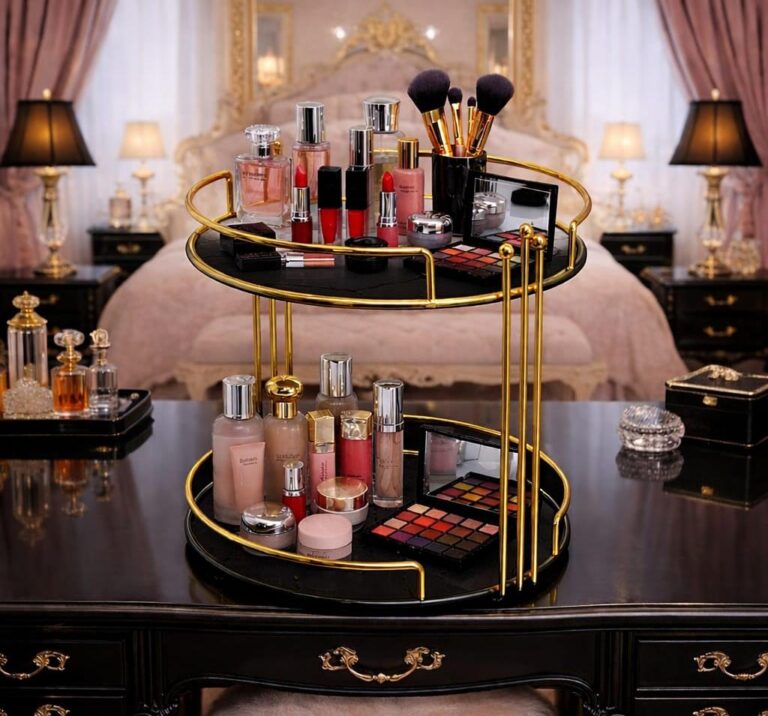 2-Layer Makeup Organizer Stand – Elegant Cosmetic Storage Display Rack
