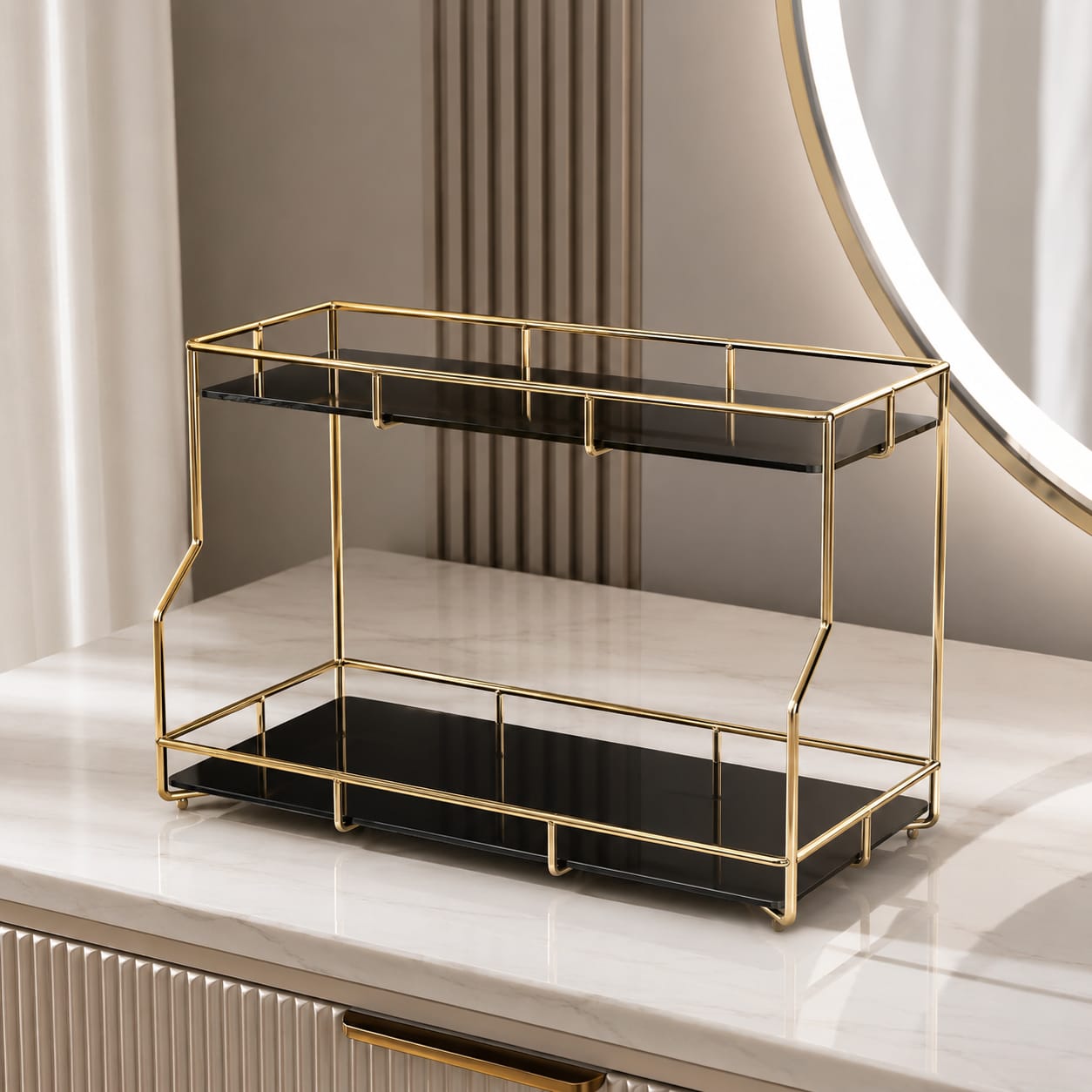 2 Layers Cosmetics & Makeup Organizer – Elegant Countertop Storage Rack
