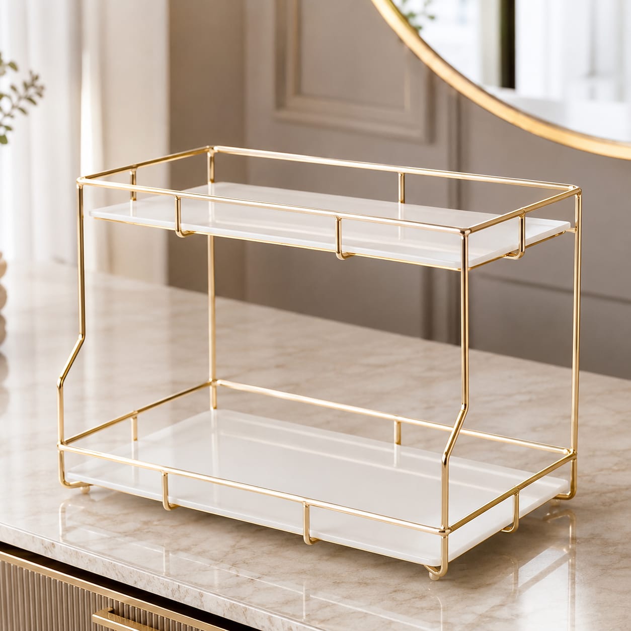 2 Layers Cosmetics & Makeup Organizer – Elegant Countertop Storage Rack