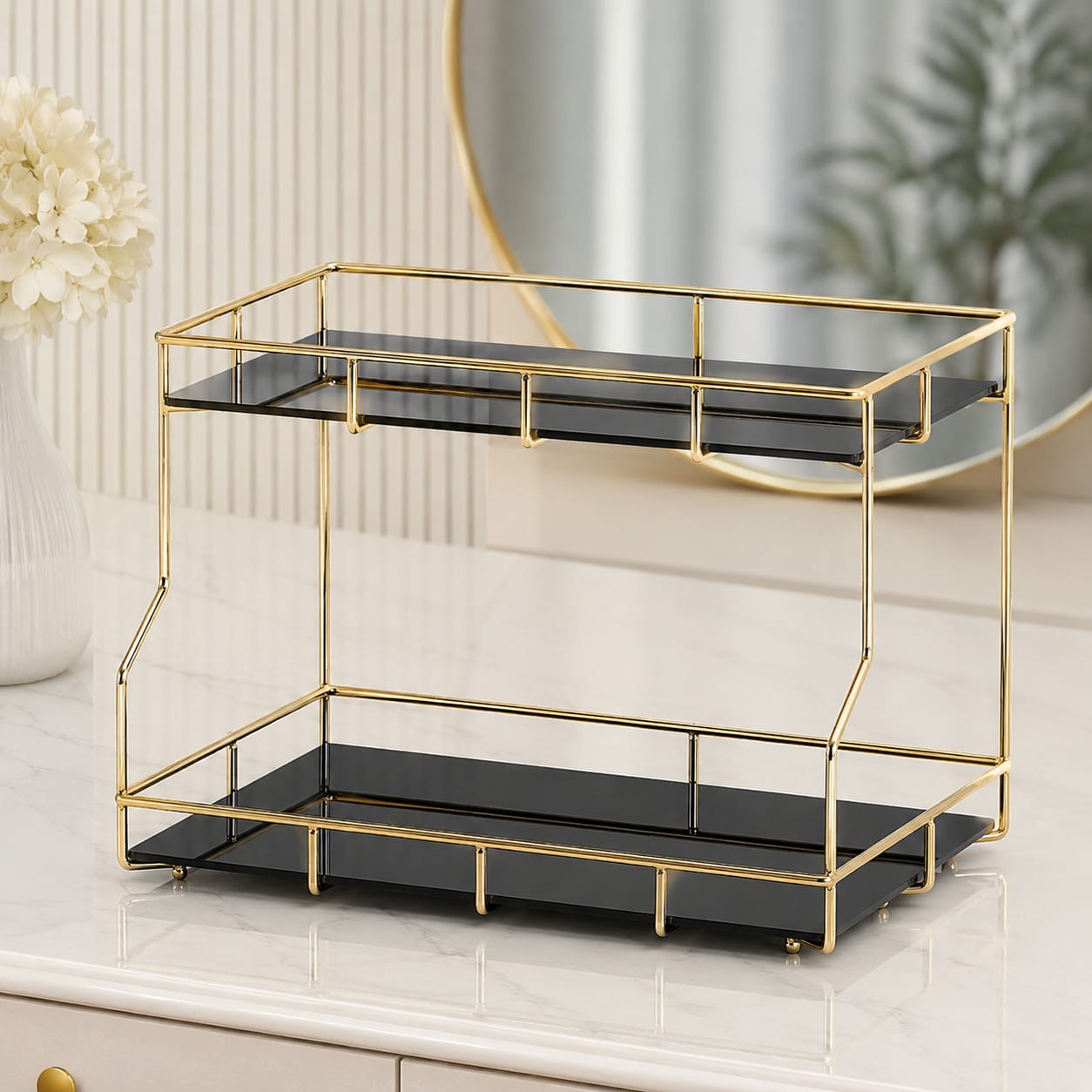 2 Layers Cosmetics & Makeup Organizer – Elegant Countertop Storage Rack