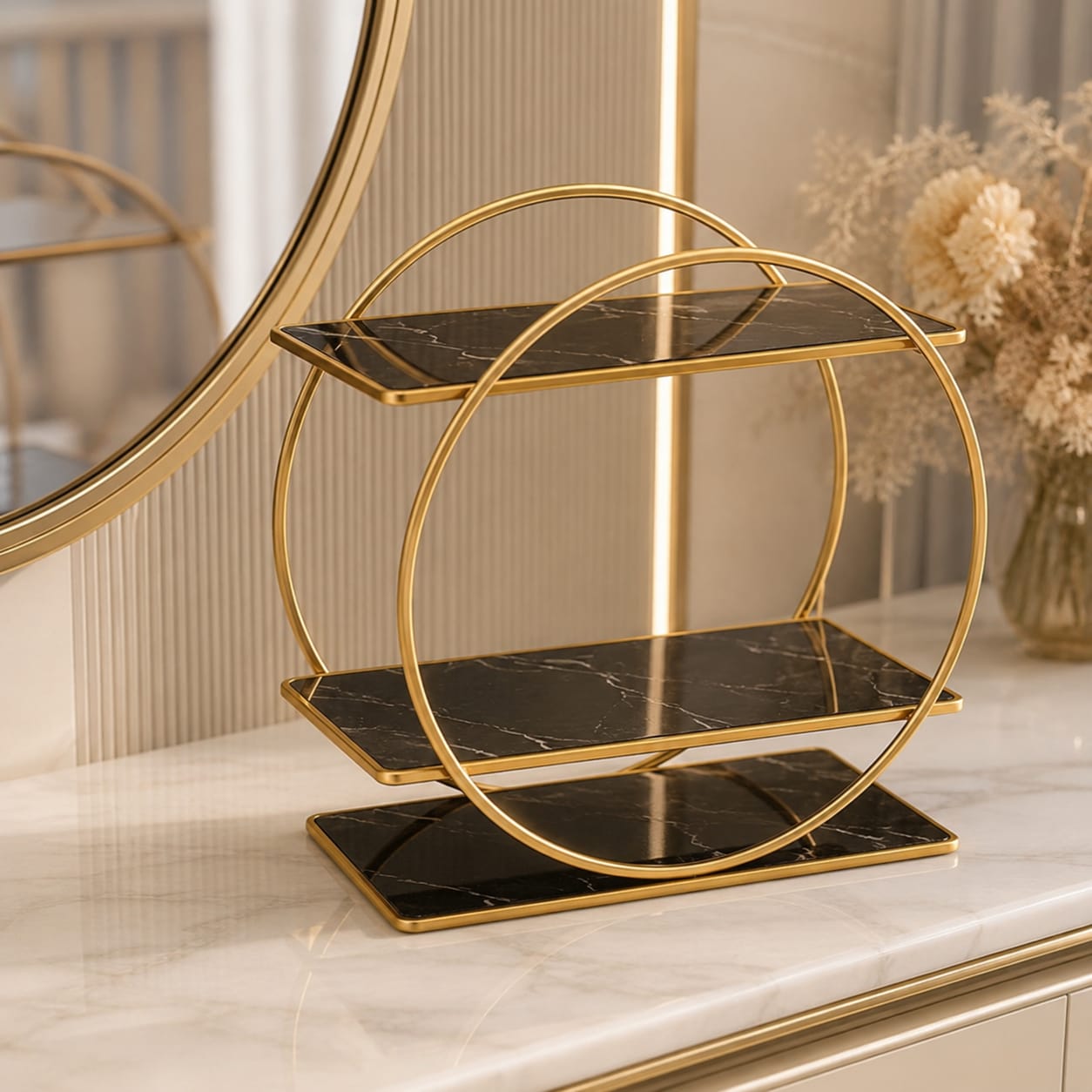 Hafsa Decor Luxury 2-Tier Bathroom Organizer Shelf | Countertop Storage Rack for Toiletries & Skincare