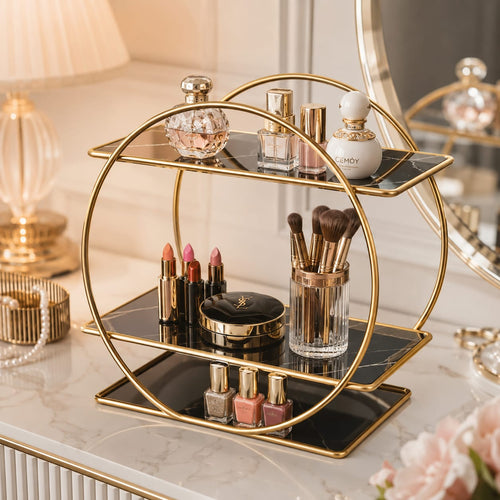 Anaya Decor Luxury 2-Tier Bathroom Organizer Shelf | Countertop Storage Rack for Toiletries & Skincare