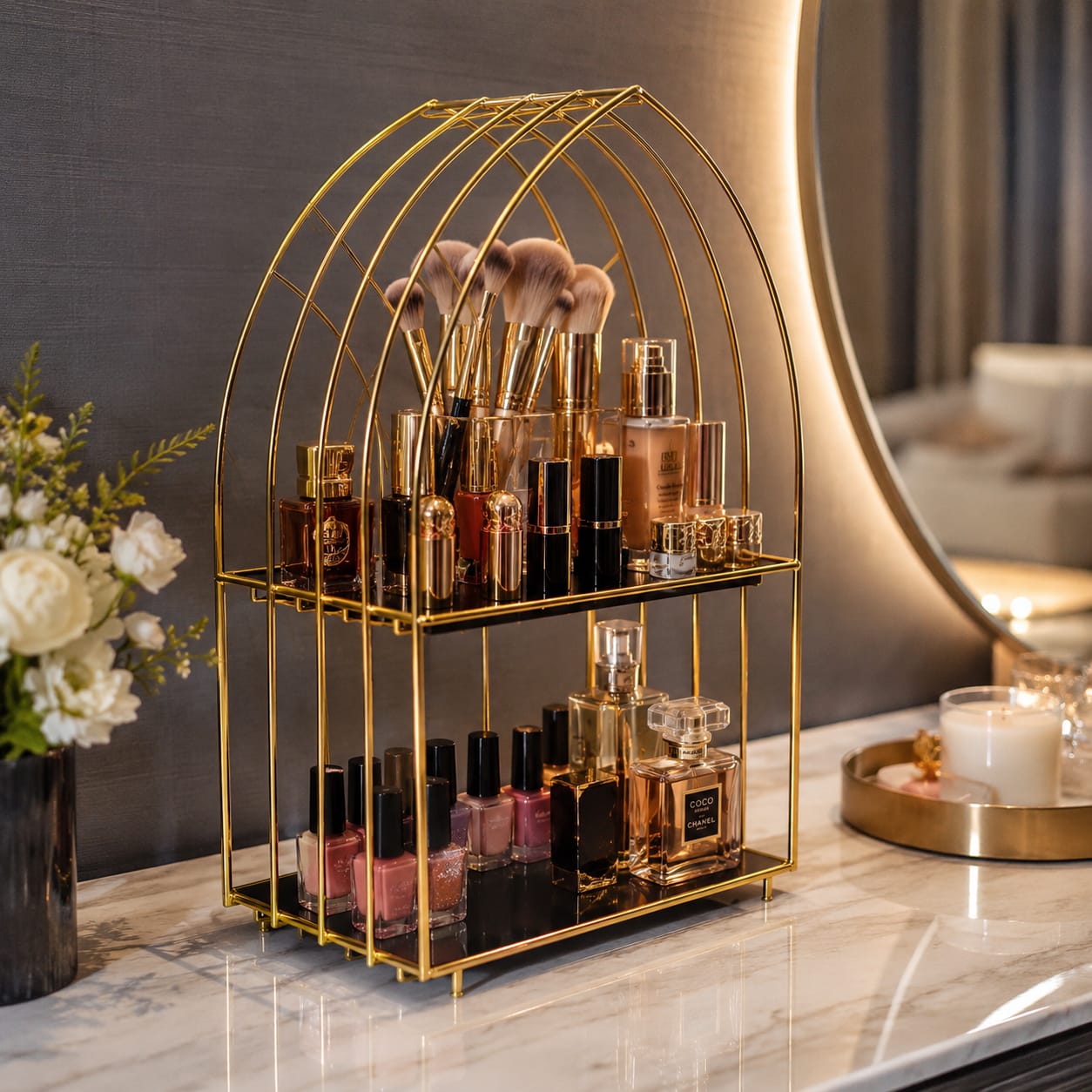 Modern Vanity Perfume & Makeup Storage Shelf