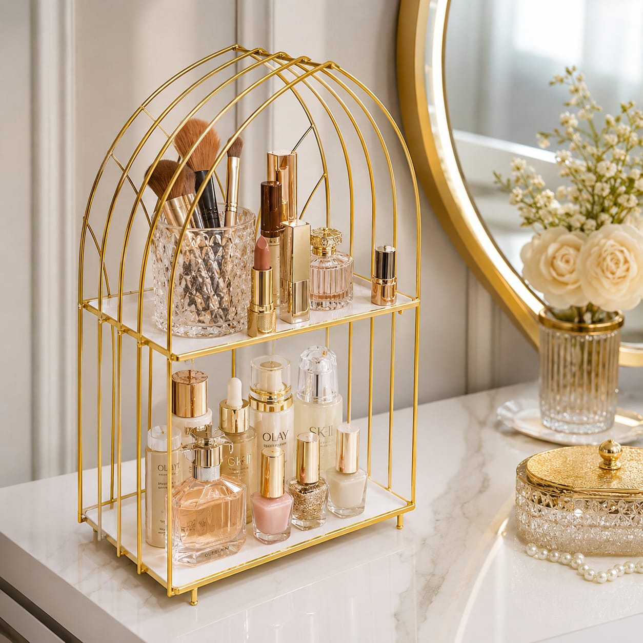 Modern Vanity Perfume & Makeup Storage Shelf