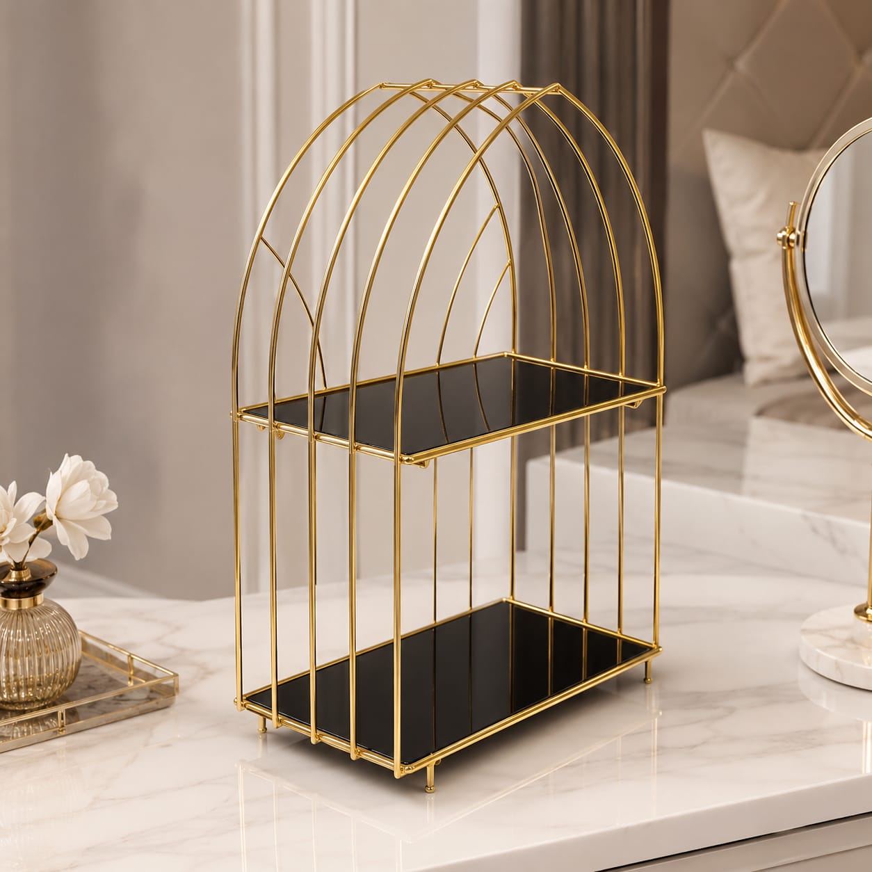 Modern Vanity Perfume & Makeup Storage Shelf