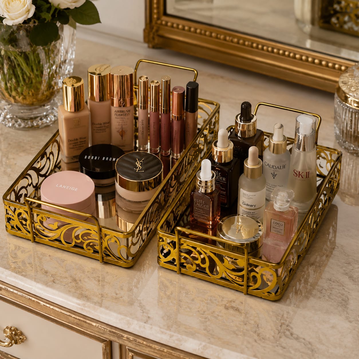 Set of 2 Luxury Decorative Trays – Elegant Serving & Home Décor Accent
