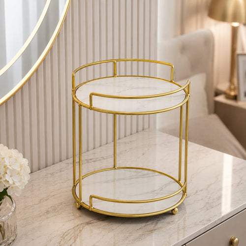 2 Layers Cosmetics Makeup Organizer Stand – Elegant Vanity Storage Rack for Makeup, Skincare & Perfumes