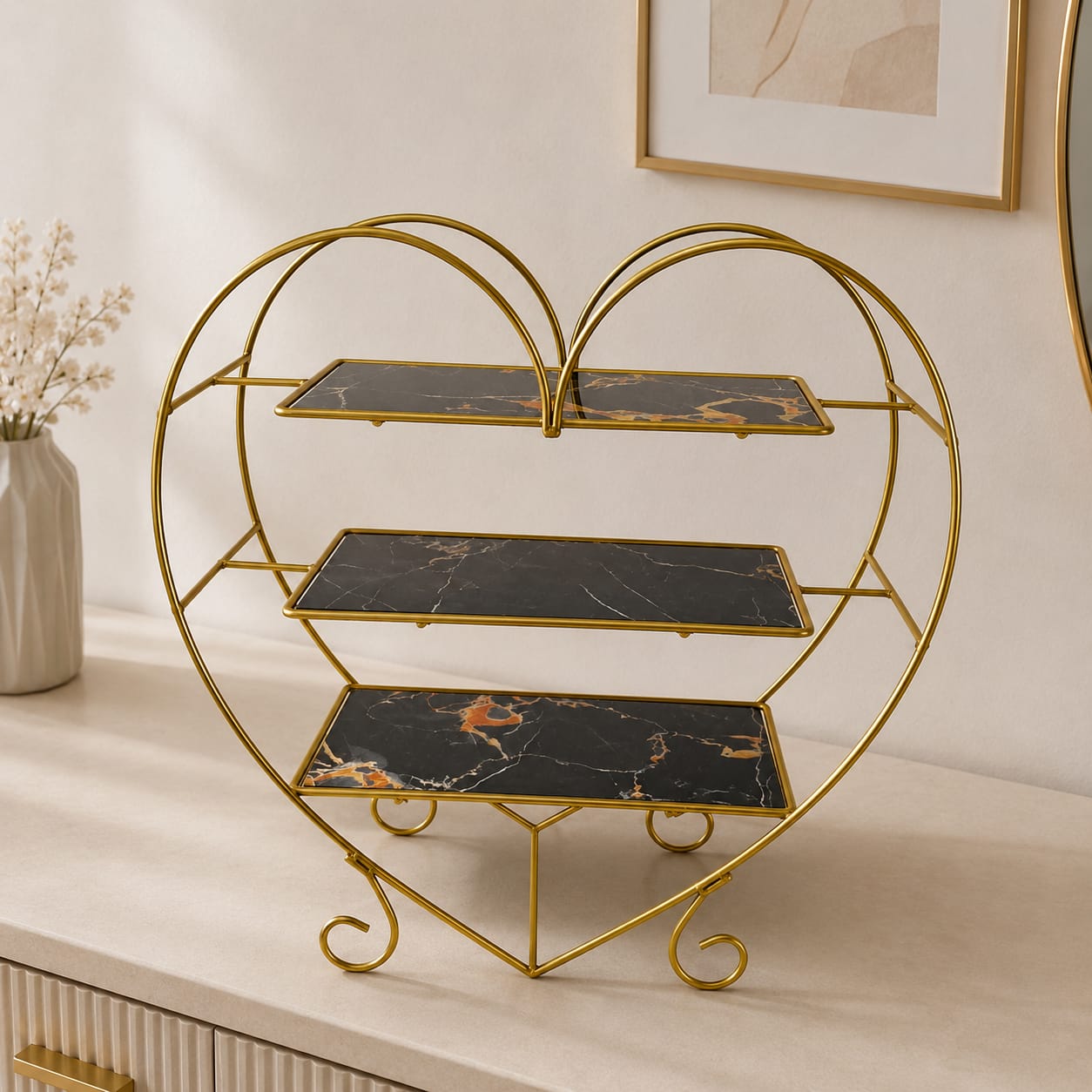 Hafsa Heart Shape 3 Layers Cosmetics & Food Organizer