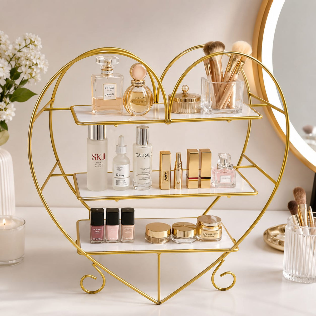 Anaya Heart Shape 3 Layers Cosmetics & Food Organizer