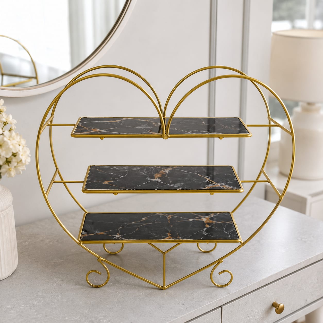 Hafsa Heart Shape 3 Layers Cosmetics & Food Organizer
