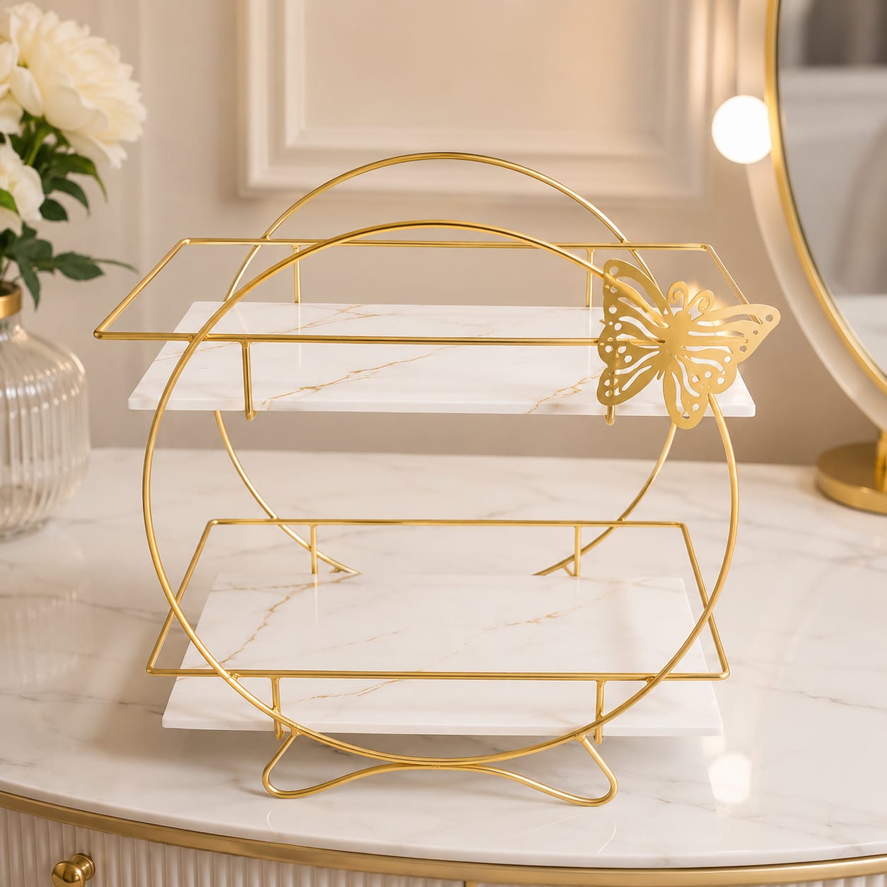Hafsa Butterfly 2 Layers Cosmetics Organizer