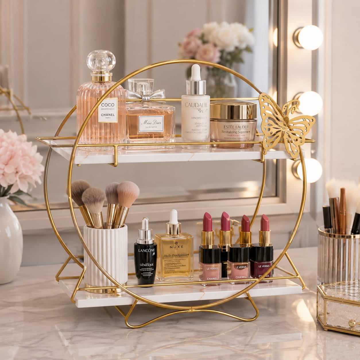 Hafsa Butterfly 2 Layers Cosmetics Organizer