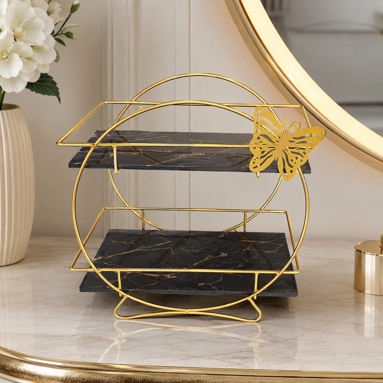 Hafsa Butterfly 2 Layers Cosmetics Organizer