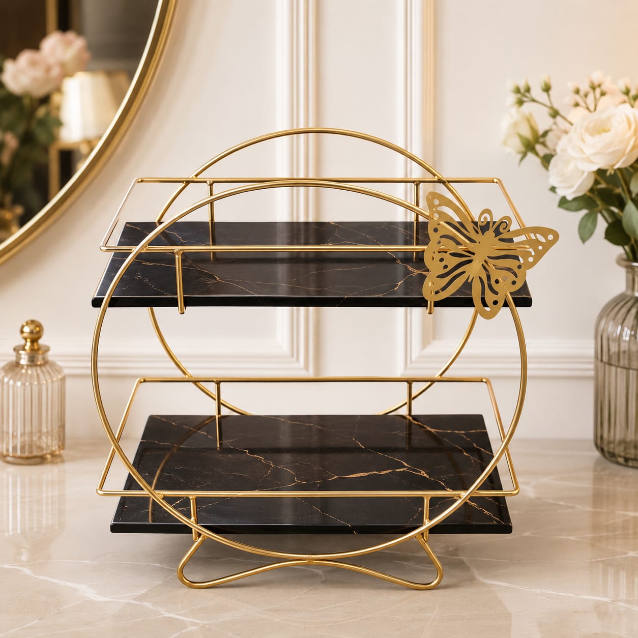 Hafsa Butterfly 2 Layers Cosmetics Organizer