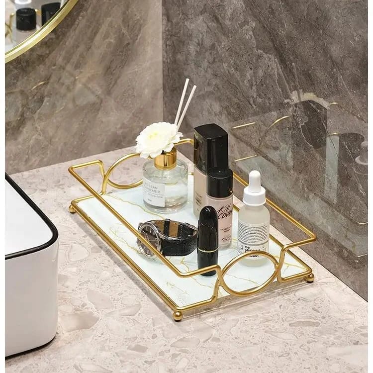 Premium Quality Rectangular Cosmetics Decorative Tray – Elegant Vanity Organizer for Makeup & Skincare