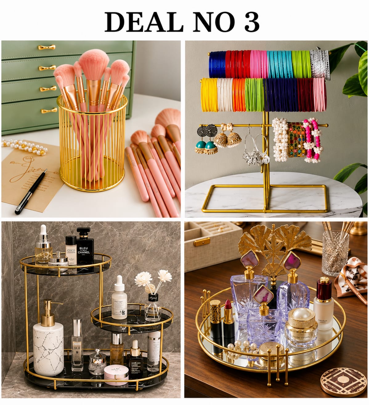 Hafsa Decor Deal No. 3 – Trendy 4 Articles Home & Vanity Organizer Set