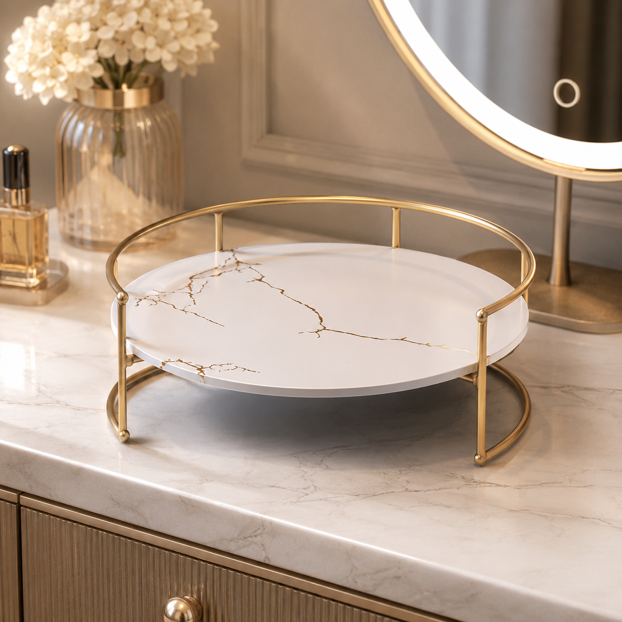 Premium Round Shape Cosmetics Organizer Tray