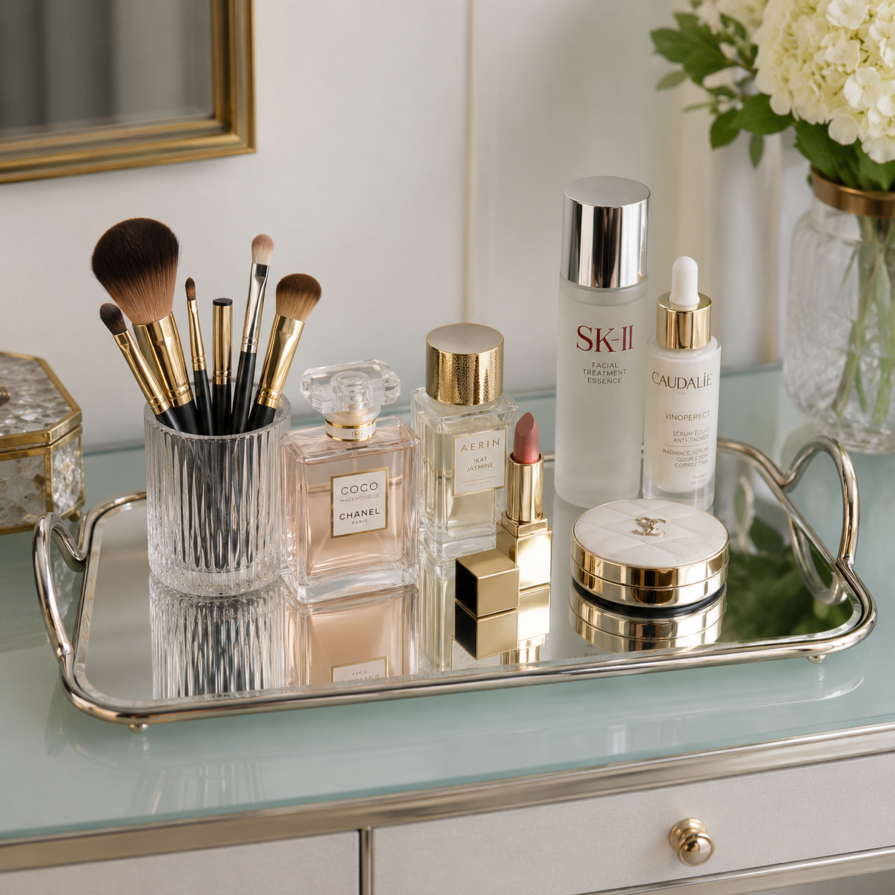 Premium Tableware Cosmetics Dish with Mirror Tray