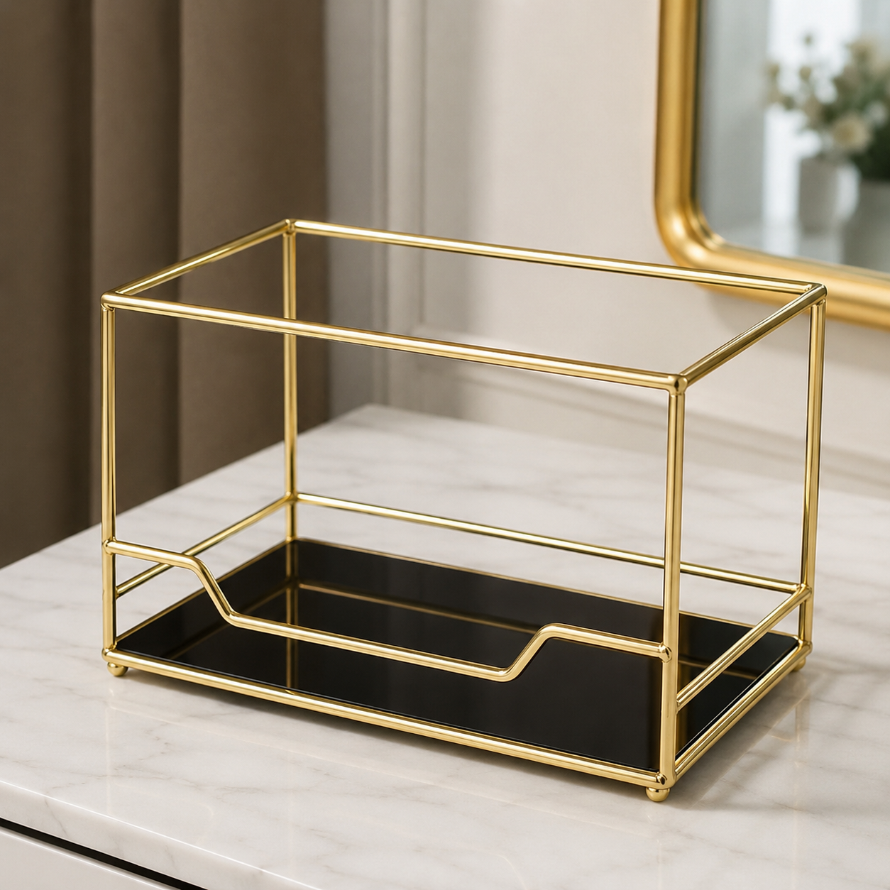Elegant Gold Vanity Storage Basket