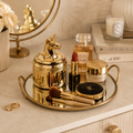 Single Makeup Organizer Round Mirror Tray – Elegant Vanity Storage & Display Tray