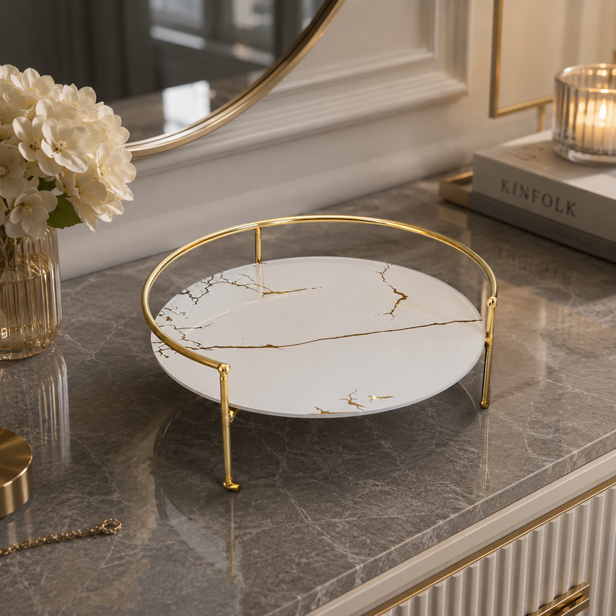 Premium Round Shape Cosmetics Organizer Tray