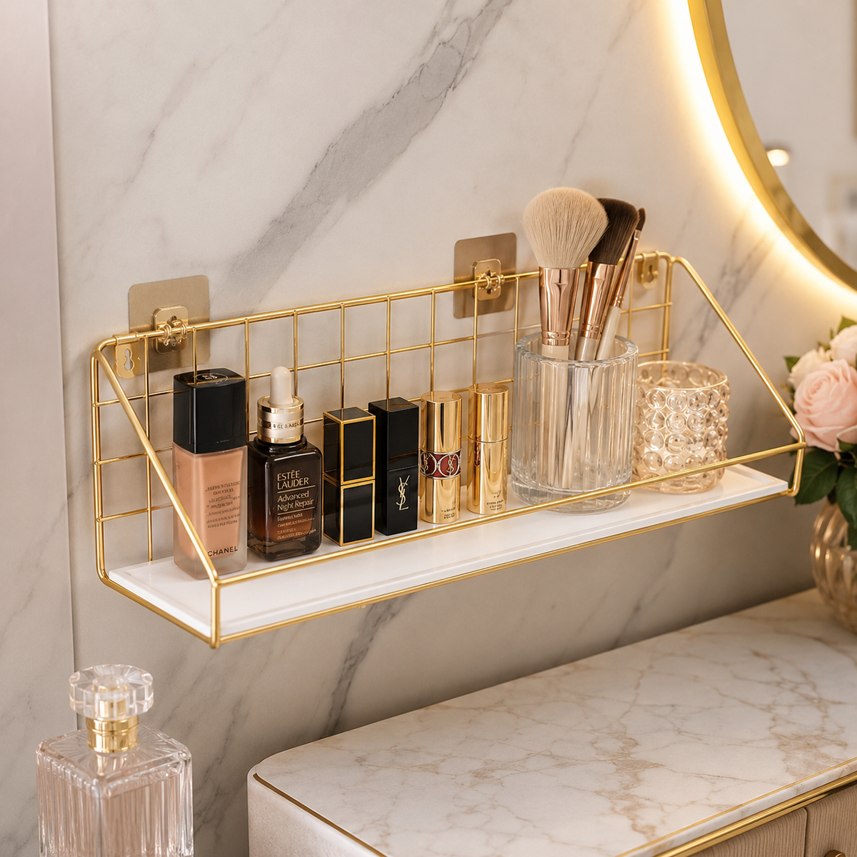 Multipurpose Wall Mounted Bathroom Storage Rack | Space-Saving Organizer Shelf for Toiletries & Accessories