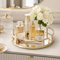 Luxury Gold Round Mirror Cosmetic Organizer Tray