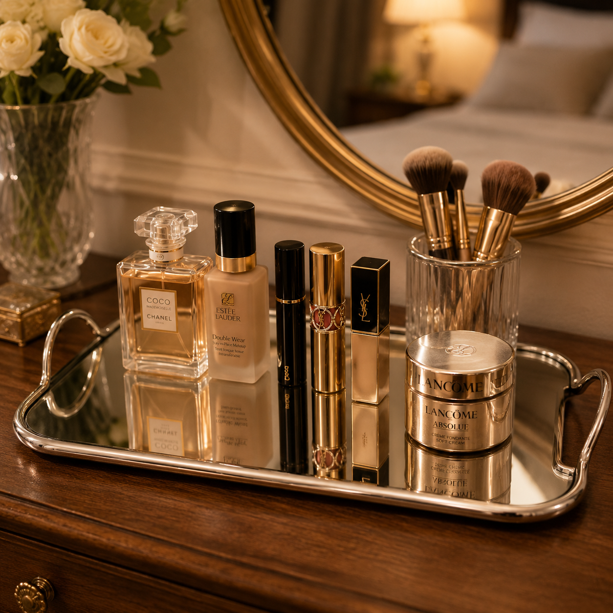 Premium Tableware Cosmetics Dish with Mirror Tray