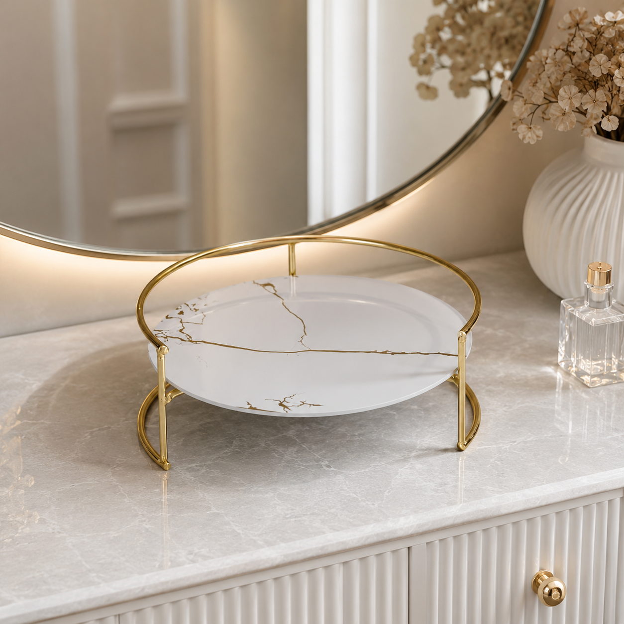 Premium Round Shape Cosmetics Organizer Tray