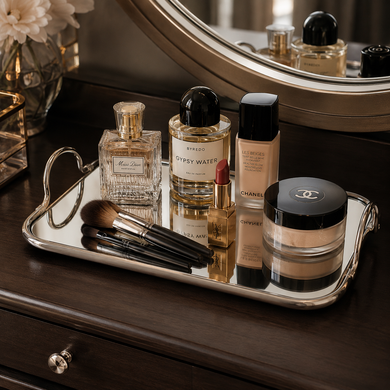Premium Tableware Cosmetics Dish with Mirror Tray