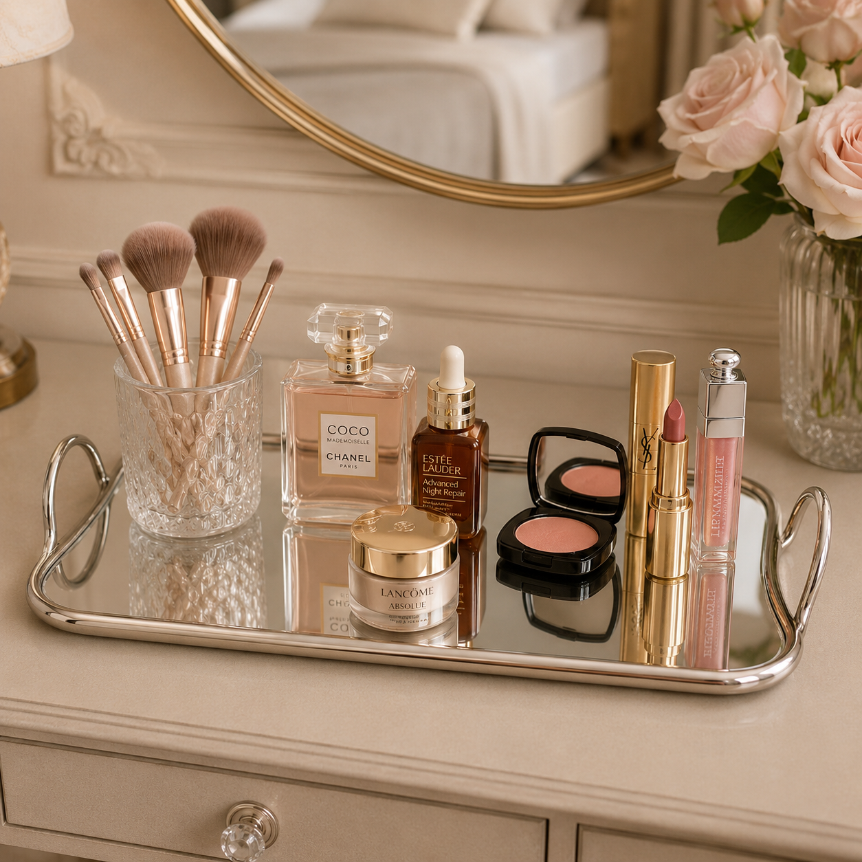 Premium Tableware Cosmetics Dish with Mirror Tray
