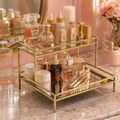 Luxury 2-Tier Golden Rectangular Cosmetic & Perfume Organizer