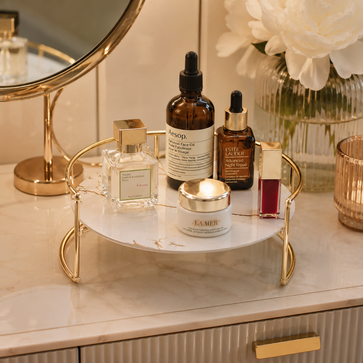 Premium Round Shape Cosmetics Organizer Tray