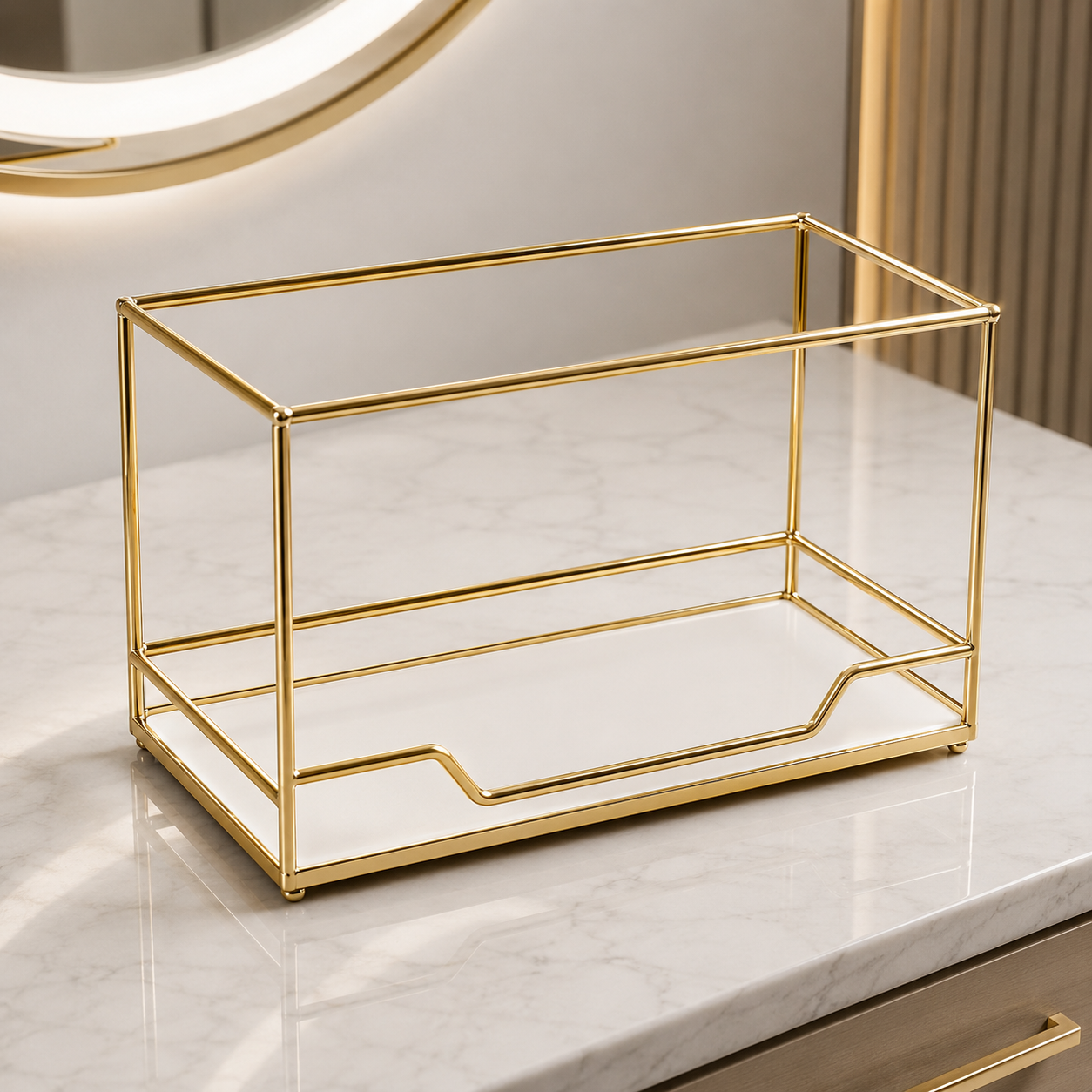 Elegant Gold Vanity Storage Basket