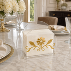 Luxury Golden Floral Acrylic Tissue Organizer