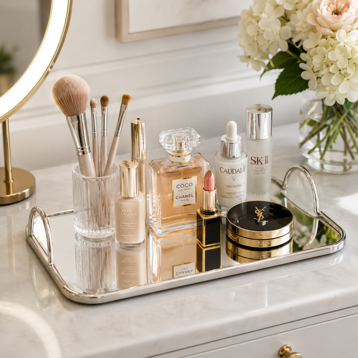 Premium Tableware Cosmetics Dish with Mirror Tray