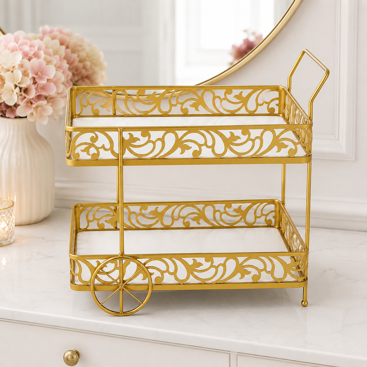Luxury Gold 2-Tier Cosmetic Organizer Tray