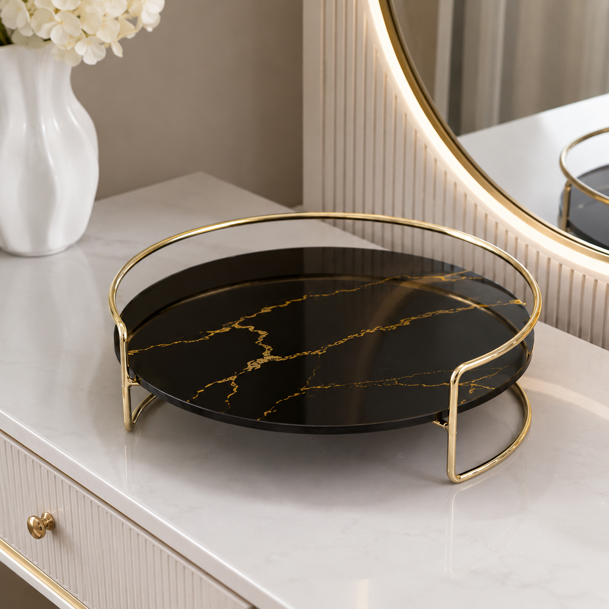 Premium Round Shape Cosmetics Organizer Tray