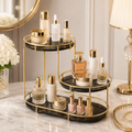 Luxury 3-Tier Gold Cosmetic Organizer Tray – Marble Makeup & Perfume Display Stand