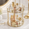 Luxury 2 Tier Gold Mirror Cosmetic Organizer Tray